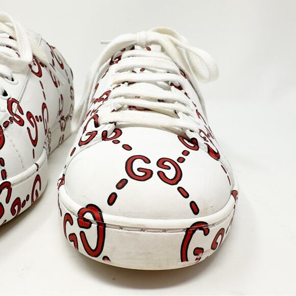 Gucci Ace GG Print Leather Sneakers Size 38 - Picture 5 of 14